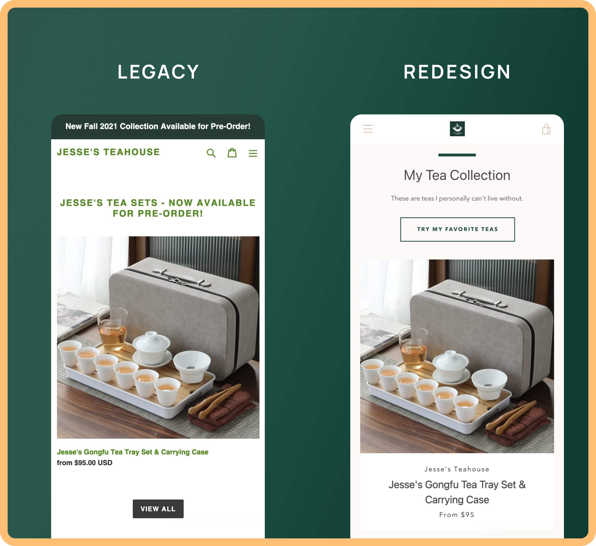 Two mobile mocks of the e-commerce site